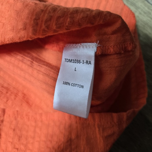 THML The Norah Embroidered‎ Button Down Shirt Womens Large Orange NWOT - Picture 6 of 10